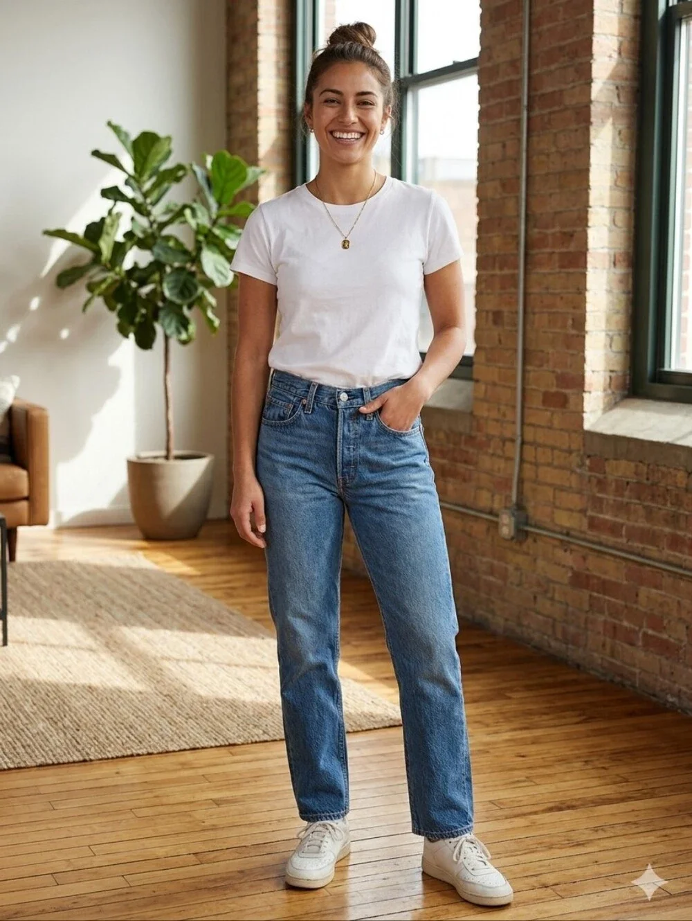 Levi's Premium Wedgie Straight Jeans Size 27 W27 L28 Medium Wash High Rise